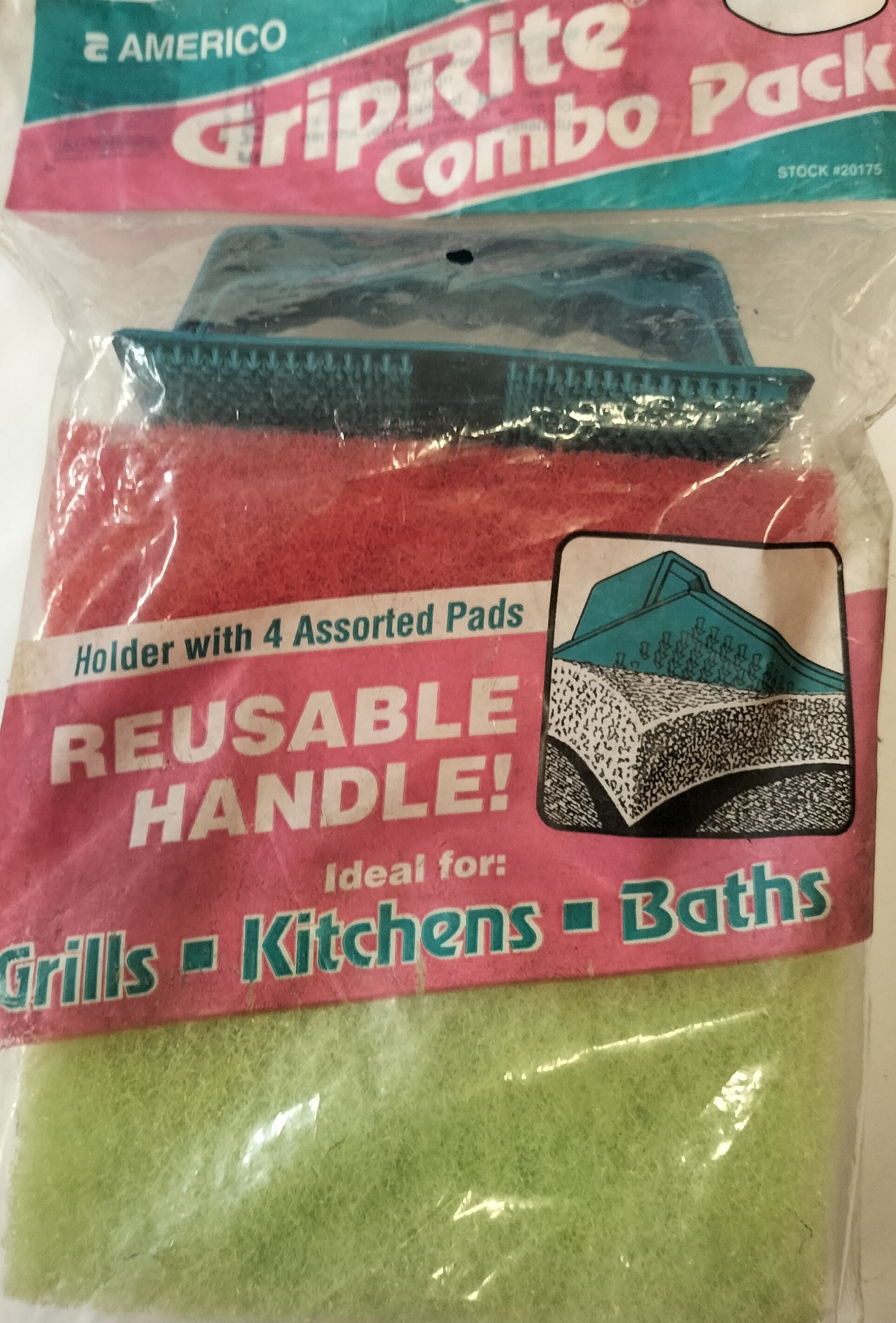 Griprite Hand Scourer Combo Pack (Holder + 4 Asst. Pads 15x10cm)